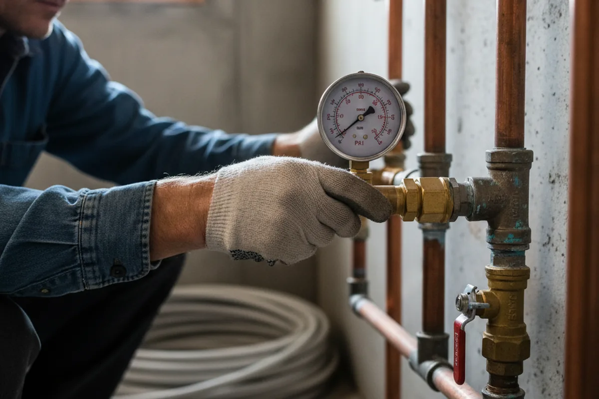 Pressure testing a repaired line during Water Line Repair in Omaha